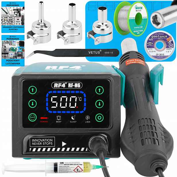 Pájecí Stanice Horký Vzduch Pro Svařování Plastů RF4 RF-H6 600W 500°C XLv3
