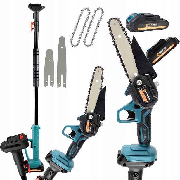 Přenosná Řetězová Pila 6" 4" S Výložníkem Na Stromy Set 2xAKU