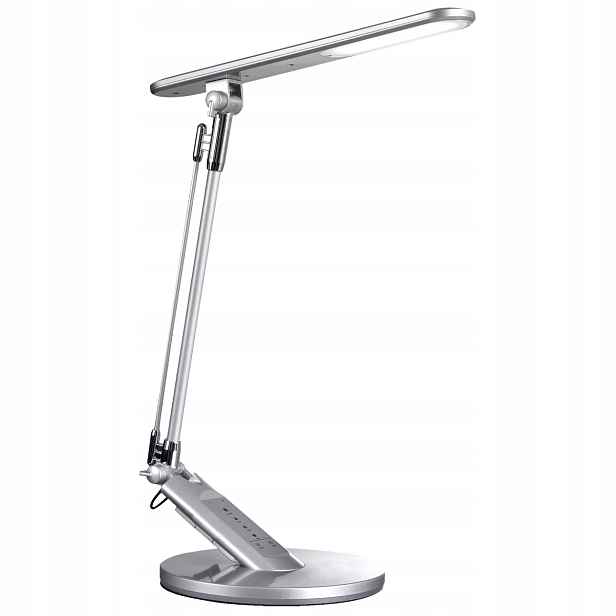 Stolní Led lampa kreślarská stříbrná dotyková moderní Polux