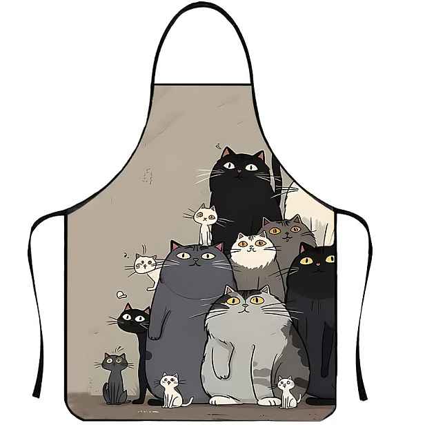 TEMU 1 kus Whisker kočičí polyesterový klobouk - bez rukávů, odolný tkaný design, 150 g/m², ideální pro kuchyň, čištění a milovníky koček