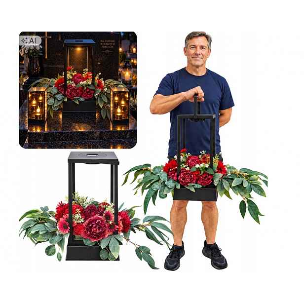 Dekorace Solární Komplet Na Hrob Růže Hřbitov Srdce Kytice Svazek XXXXXL