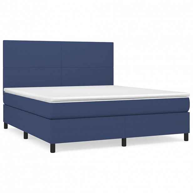 vidaXL Box spring postel s matrací modrá 160x200 cm textil