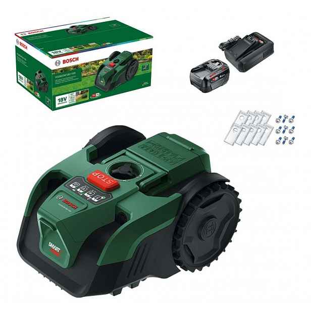 Bosch - 18V AKU Robotická sekačka VisiMow18V-100, 1x aku 4,0 Ah Li-Ion, nabíječka 06008E1002