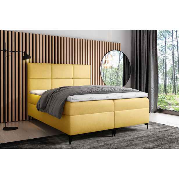 Designové jednolůžko FIZA - 120x200, žlutá + topper ZDARMA