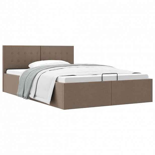 vidaXL Zvedací rám postele s úložným prostorem taupe textil 140x200 cm