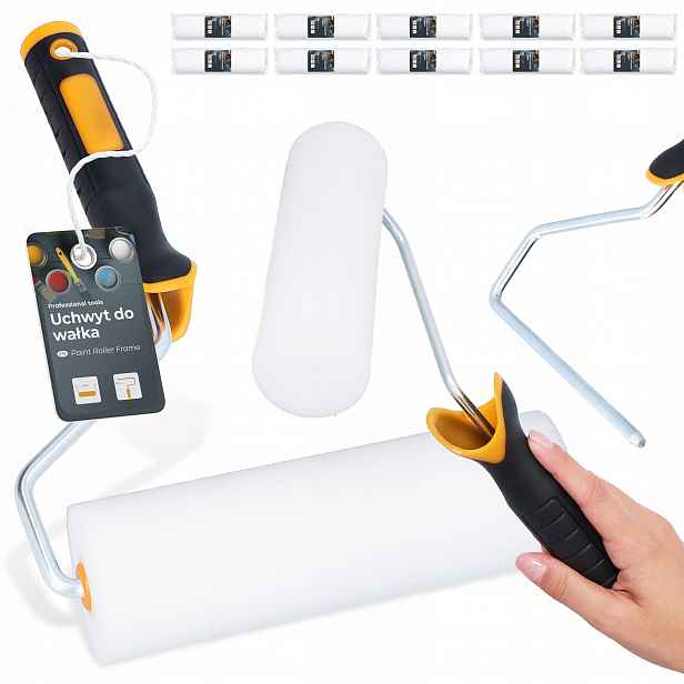 10x Malířský Váleček Pěnový Houbový 18 cm Malování Stěn Stropů Držák