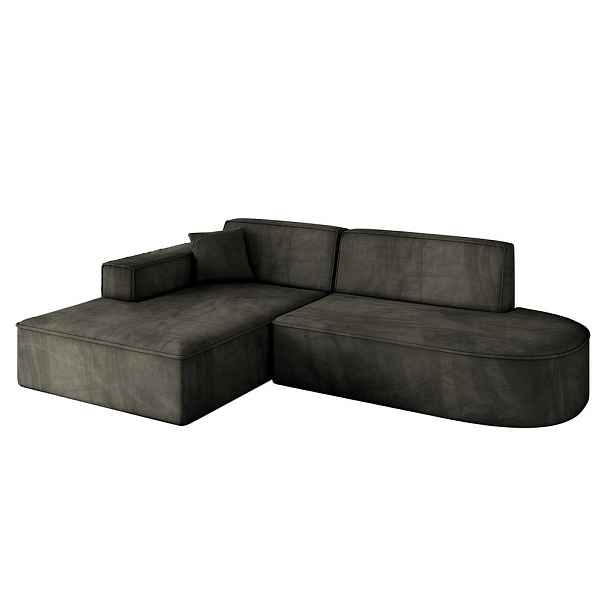 ALTDECOR ROHOVÁ SEDAČKA s otomanem, levá IREA-L1-v4 232x165x77 Černá Velur