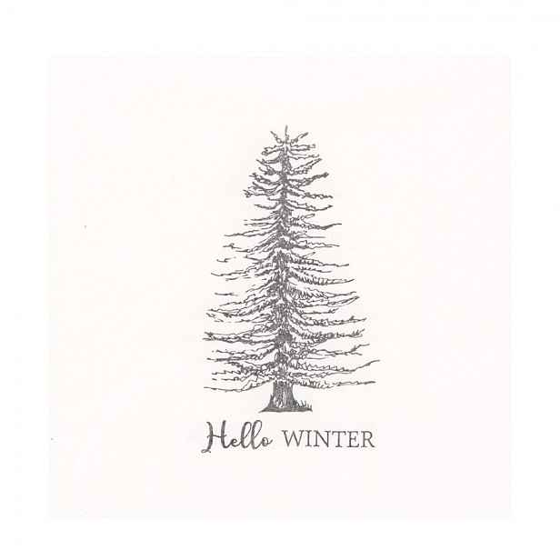 Bílé papírové ubrousky se stromem Hello Winter - 33*33 cm (20ks) Clayre & Eef