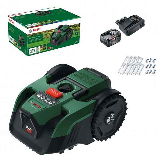 Bosch - 18V AKU Robotická sekačka VisiMow18V-200, 1x aku 5,0 Ah Li-Ion, nabíječka 06008E1102