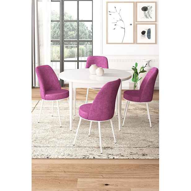 Dining Table & Chairs Set (5 Pieces) Tor - White, Purple