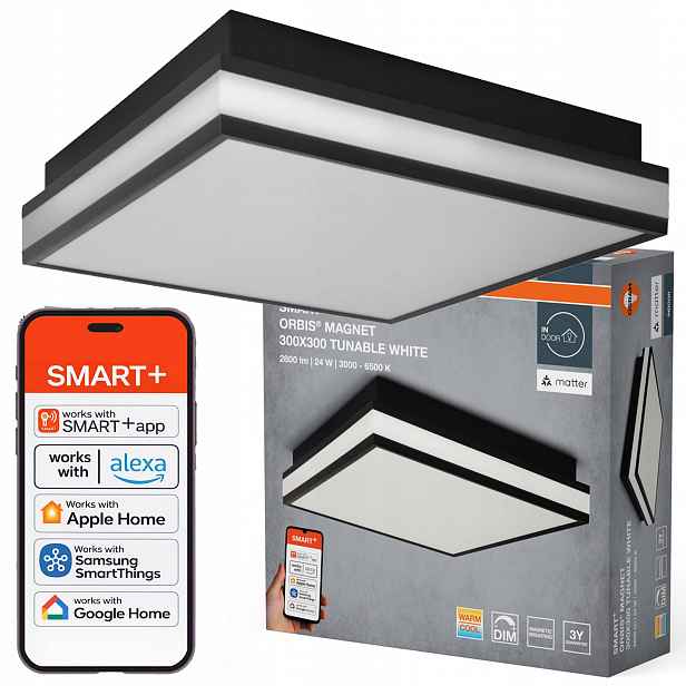 Led panel Svítidlo 24W 1400lm Cct Černý Smart+ WiFi Matter Magnet Osram