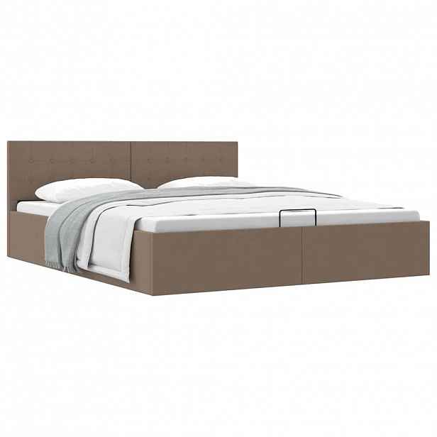 vidaXL Rám postele s úložným prostorem taupe textil 160 x 200 cm