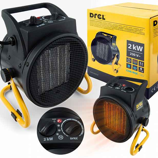 Drel Dmychadlo farelka elektrický ohřívač 2 kW 230V CON-NGE-1002