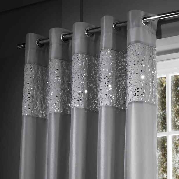 Šedé závěsy v sadě 2 ks z mikrosaténu 229x229 cm Glitzy Sequin – Catherine Lansfield