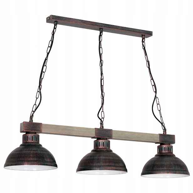 Stropní svítidlo Luminex Hakon 3xE27 15W, bronz, dřevo, loft, IP20