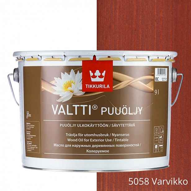 Tikkurila Valtti Puuoljy Wood Oil Olej Na Dřevo 9 L Barva 5058 Varvikko