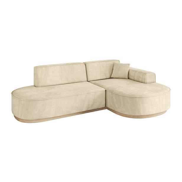 ALTDECOR ROHOVÁ SEDAČKA s otomanem, pravá MARI-L1-v1 243x171x83 Béžová Velur
