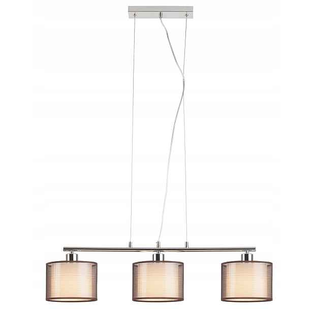 Závěsné chromové svítidlo s hnědými stínidly, trojité, do obýváku, 80 cm Rabalux