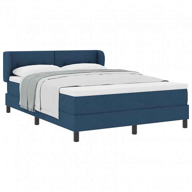 vidaXL Postel s boxspringem s čelo Modrá 160 x 200 cm textil