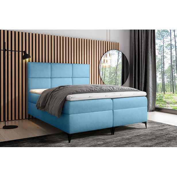 Designové jednolůžko FIZA - 120x200, modrá + topper ZDARMA