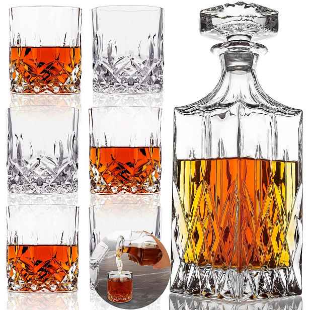 Karafa Dárek Narozeninová Sada Pro Whisky Sklenice S 6 Skleničkami Narozeniny