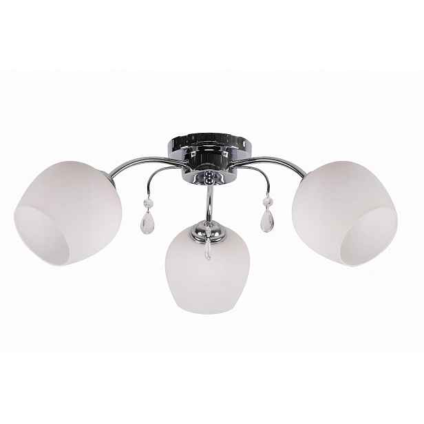 Stropní svítidlo chromové bílé stínítko s krystaly glamour 3 body Candellux