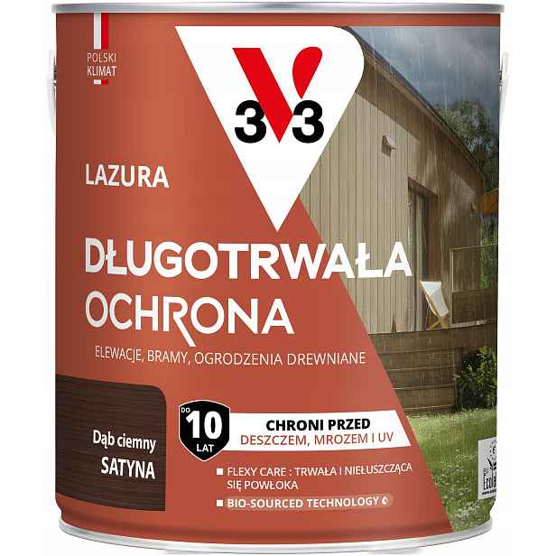 V33 Lazura Dlouhodobá ochrana 10 let Dub Tmavý saténový 2.5 L