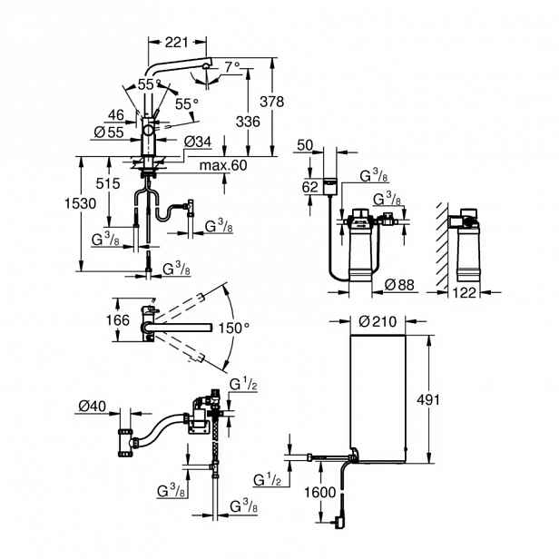 Výpusť s bojlerem stojánková GROHE RED DUO 30325DC1