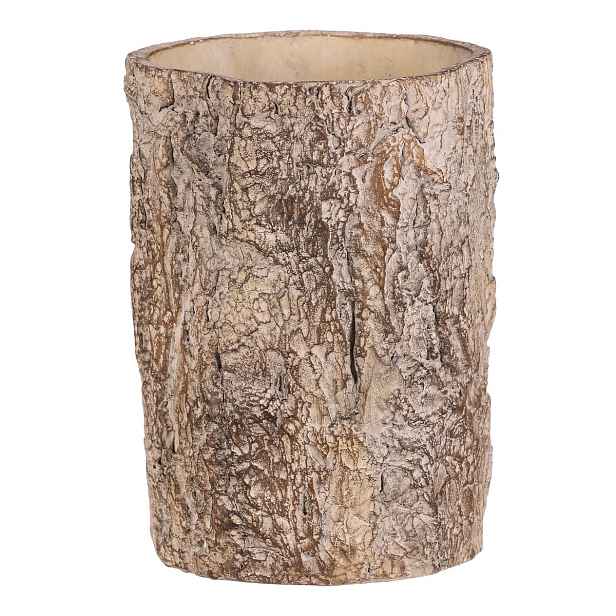 Obal na květiny imitace dřevěné kůry, 16 x 16 x 21 cm, beton, 16 cm
