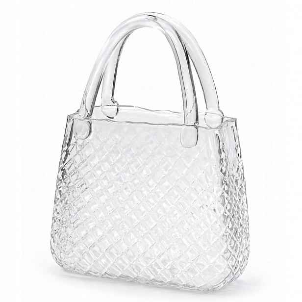 Skleněná Váza Taška 28 cm Bezbarvá Moderní Glamour Dekorace 30