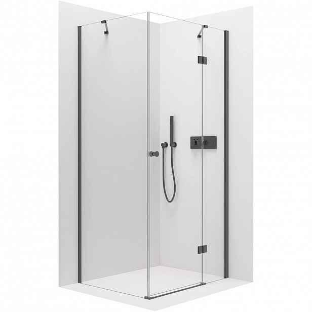 Sprchový kout Marino L/P - 6 mm - černá matná, transparentní sklo - 90x80x190 cm - pantový