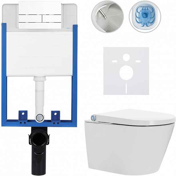 Kompletní WC set Profi/Cronus Standard - bílá lesklá - WC tlačítko Line/Bílá - pro zazdění - 59,3x38,4 cm