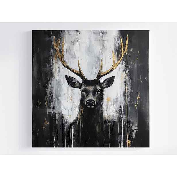 Obraz Na Plátně Canvas Portrét Fauna Zvíře Jelen Rohy Urban Art 50x50