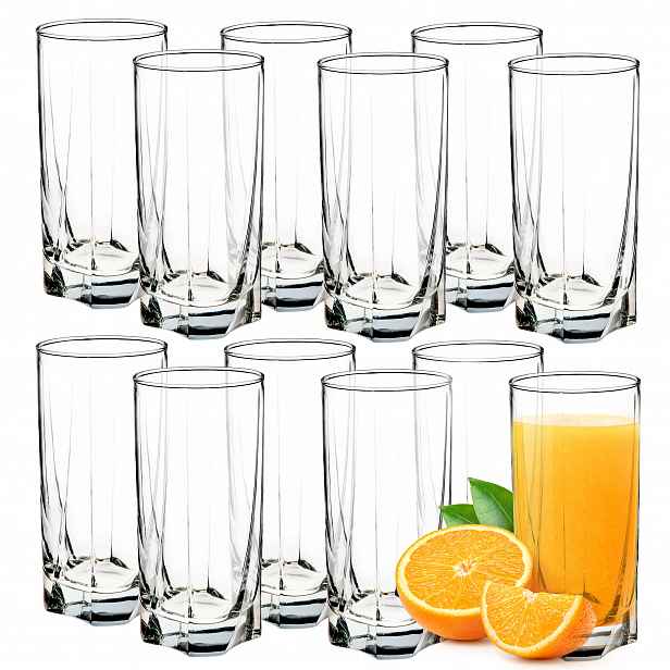 Sklenice Na Nápoje A Koktejly Vysoká Sada 12 Kusů Sklenic Komplet 380 ml