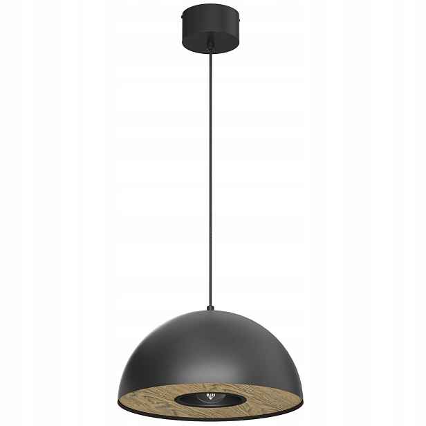 Závěsná lampa Luminex Elgund Ø35 cm Černá Kovová s dřevem