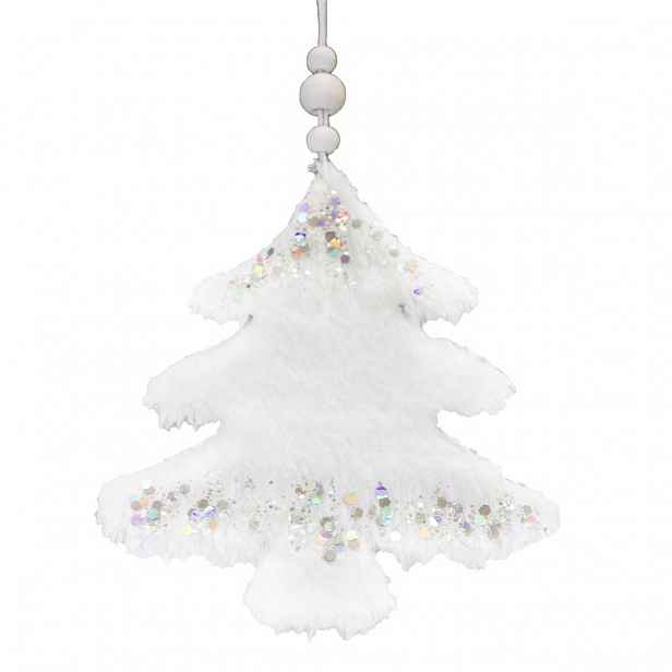 Závěsná textilní dekorace, ozdoba Bílý stromek