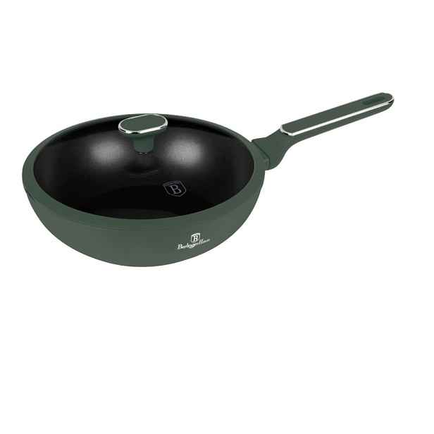 BERLINGERHAUS Pánev wok s poklicí a titanovým povrchem 28 cm Matte Green Collection BH-8159