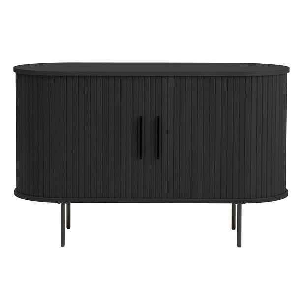 Černá komoda v dekoru dubu s posuvnými dveřmi 120x76x45 cm Nola – Unique Furniture