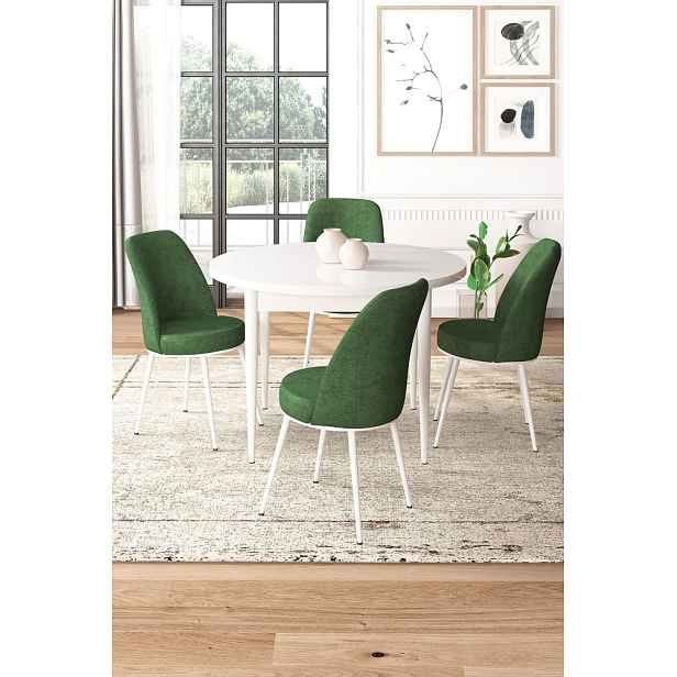 Dining Table & Chairs Set (5 Pieces) Tor - White, Khaki