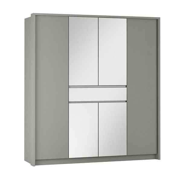 MASSENO ŠATNÍ SKŘÍŇ S POSUVNÝMI DVEŘMI RUMBLE, 200/217/65 cm 3dveřová se zrcadlem, šedá