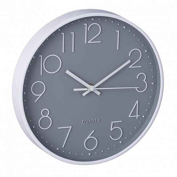 Relaxdays HODINY šedá bílá nástěnné analogové plast sklo 30 cm