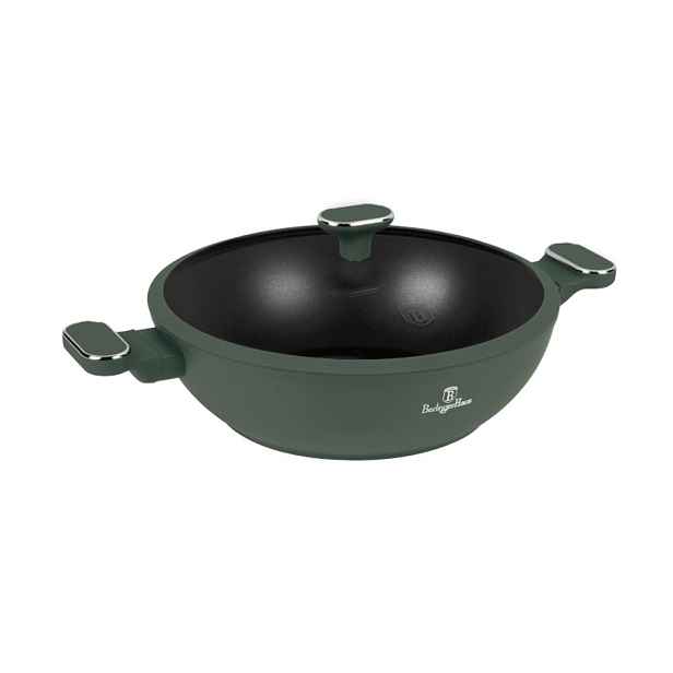 BERLINGERHAUS Pánev wok s poklicí a titanovým povrchem 30 cm Matte Green Collection BH-8160