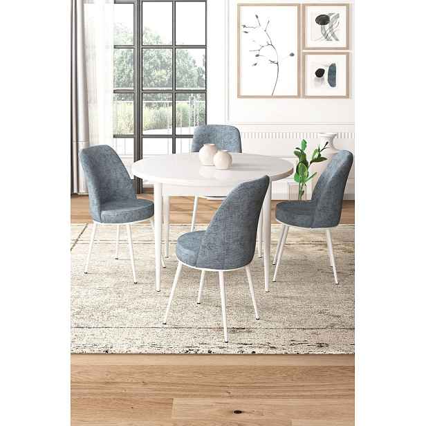 Dining Table & Chairs Set (5 Pieces) Tor - White, Grey