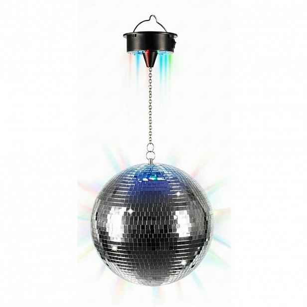 Relaxdays DISKOKOULE Stříbrná motor LED 25 cm