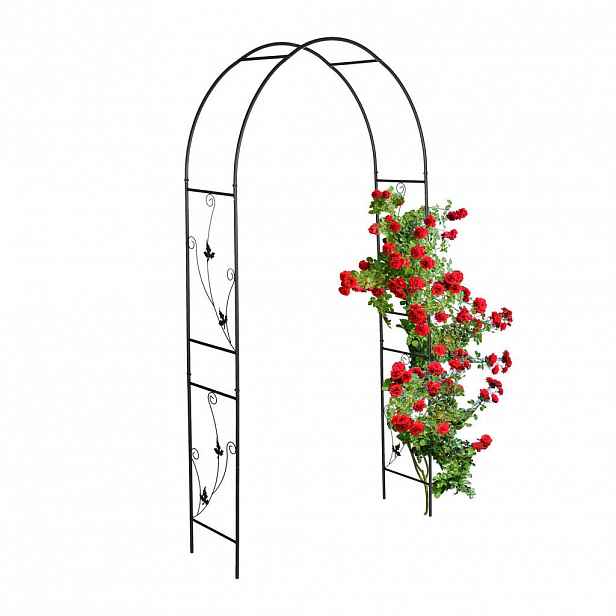 Relaxdays OBLOUK Černý kovový 227 cm