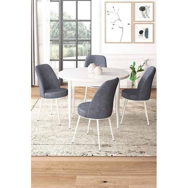 Dining Table & Chairs Set (5 Pieces) Tor - White, Fume