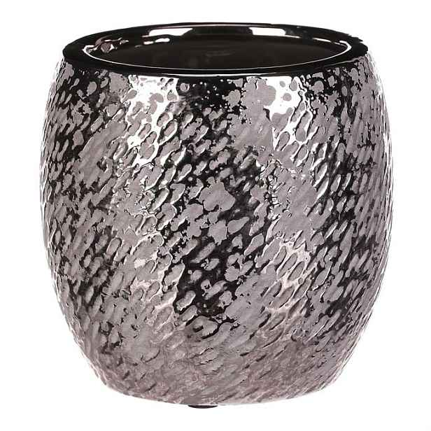 Keramický obal na květináč stříbrná Silver pr. 14 cm, stříbrná