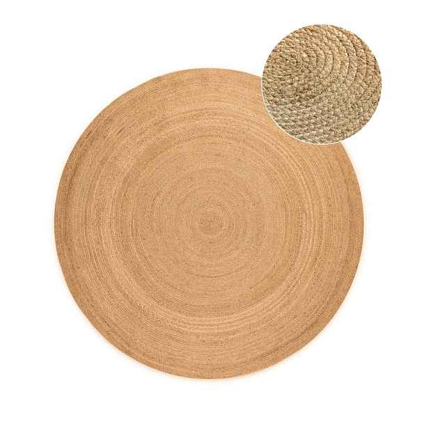 Oboustranný jutový kulatý koberec v přírodní barvě ø 100 cm Braided – Hanse Home