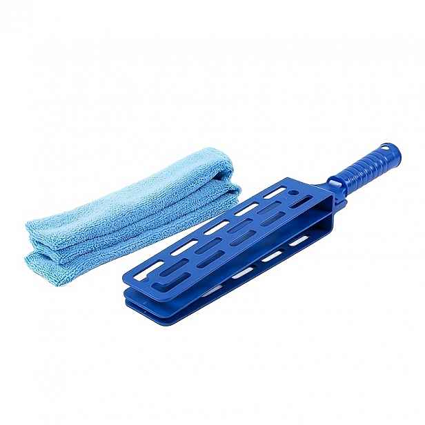 TEMU Sada 2 ks (plastová kefa + hadřík), určená pro čištění žaluzií, větracích otvorů a úzkých , s ergonomickou rukojetí, ideální pro domácí použití