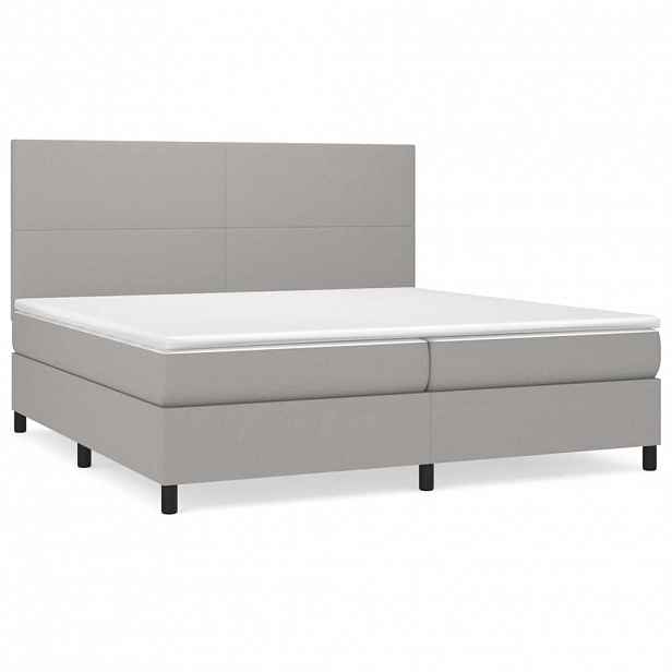 vidaXL Box spring postel s matrací světle šedá 200 x 200 cm textil